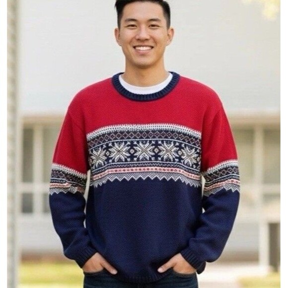 Vintage 90’s Saddlebred Men's Ski Sweater Size XL Nordic Knit Snowflake Holiday - Picture 2 of 6